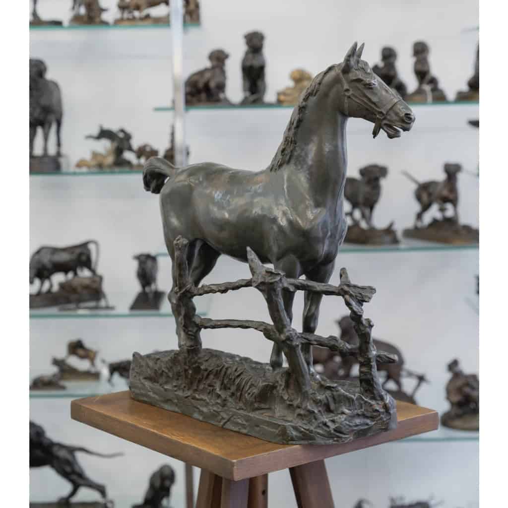 Sculpture – Cheval À La Barrière , Godefroid Devreese (1861-1941) – Bronze 9