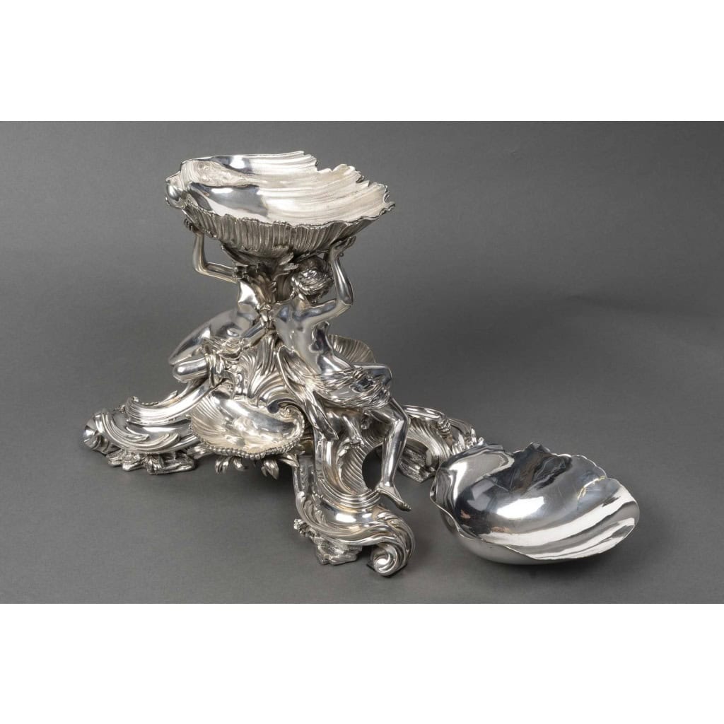 BOIN TABURET Centre de table en bronze argenté Epoque NAPOLEON III 13 BOIN TABURET Centre de table en bronze argenté Epoque NAPOLEON III 13