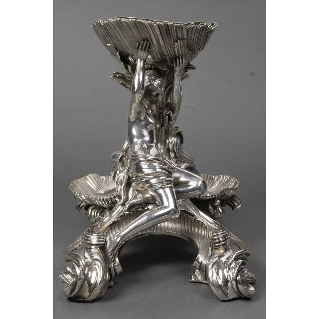 BOIN TABURET Centre de table en bronze argenté Epoque NAPOLEON III 12 BOIN TABURET Centre de table en bronze argenté Epoque NAPOLEON III 12