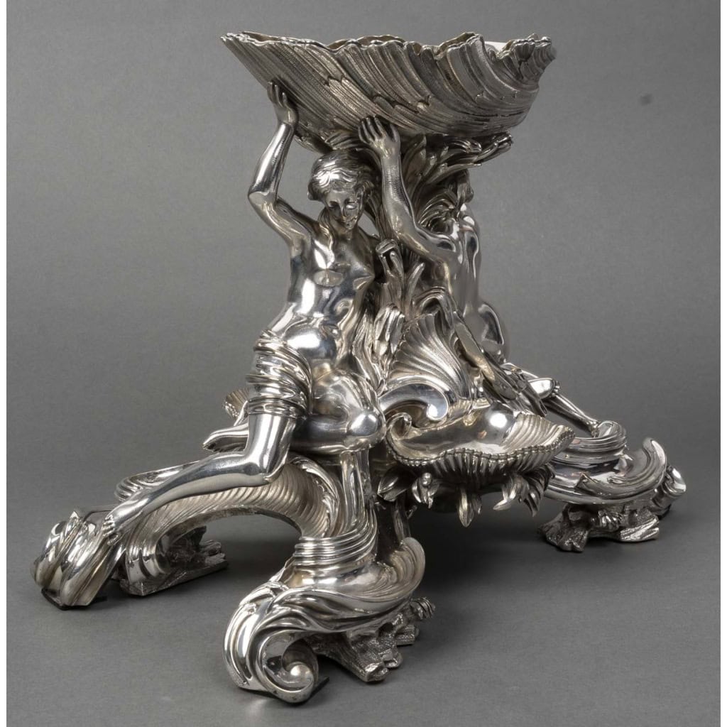 BOIN TABURET Centre de table en bronze argenté Epoque NAPOLEON III 10 BOIN TABURET Centre de table en bronze argenté Epoque NAPOLEON III 10