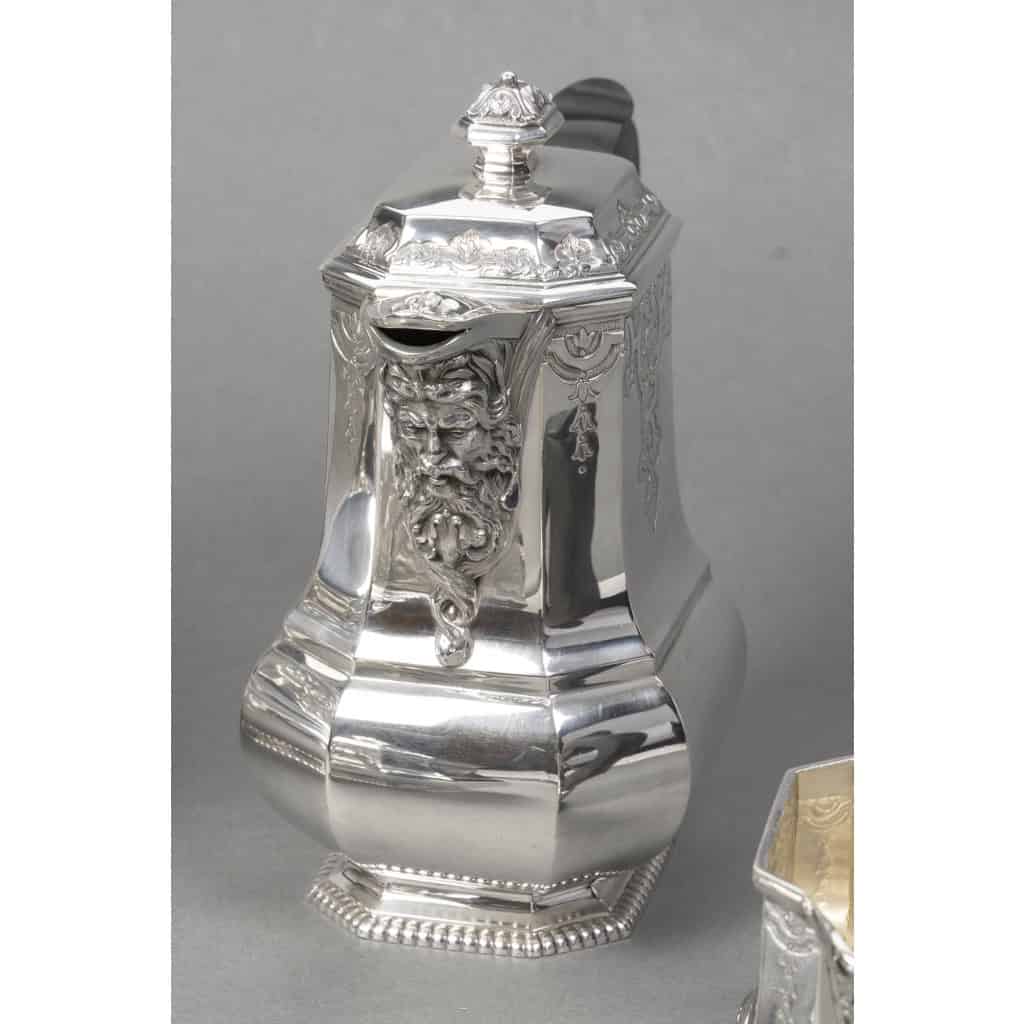 FOUQUET LAPAR – Service à thé et café argent massif 4 pièces XIXe 19