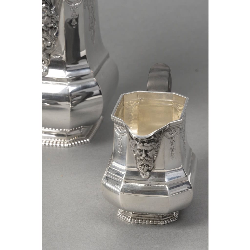 FOUQUET LAPAR – Service à thé et café argent massif 4 pièces XIXe 18