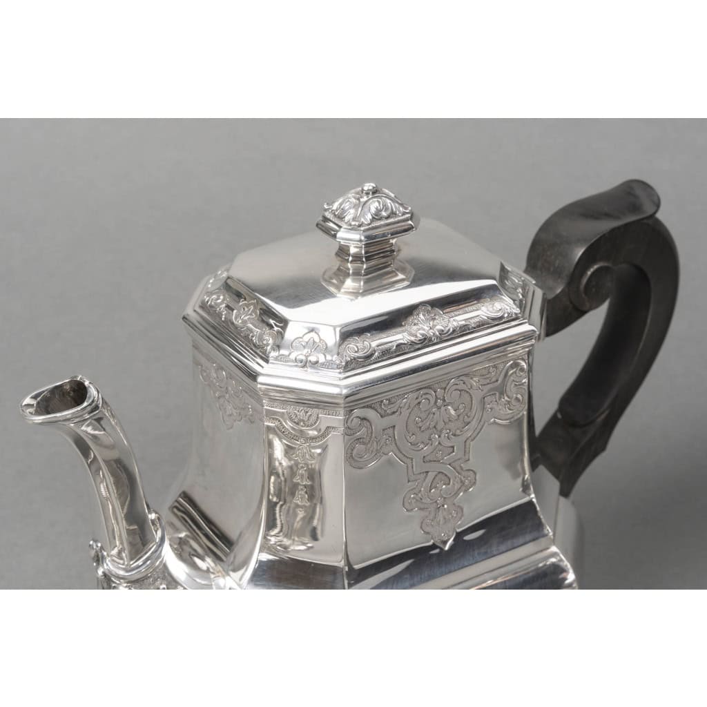 FOUQUET LAPAR – Service à thé et café argent massif 4 pièces XIXe 15