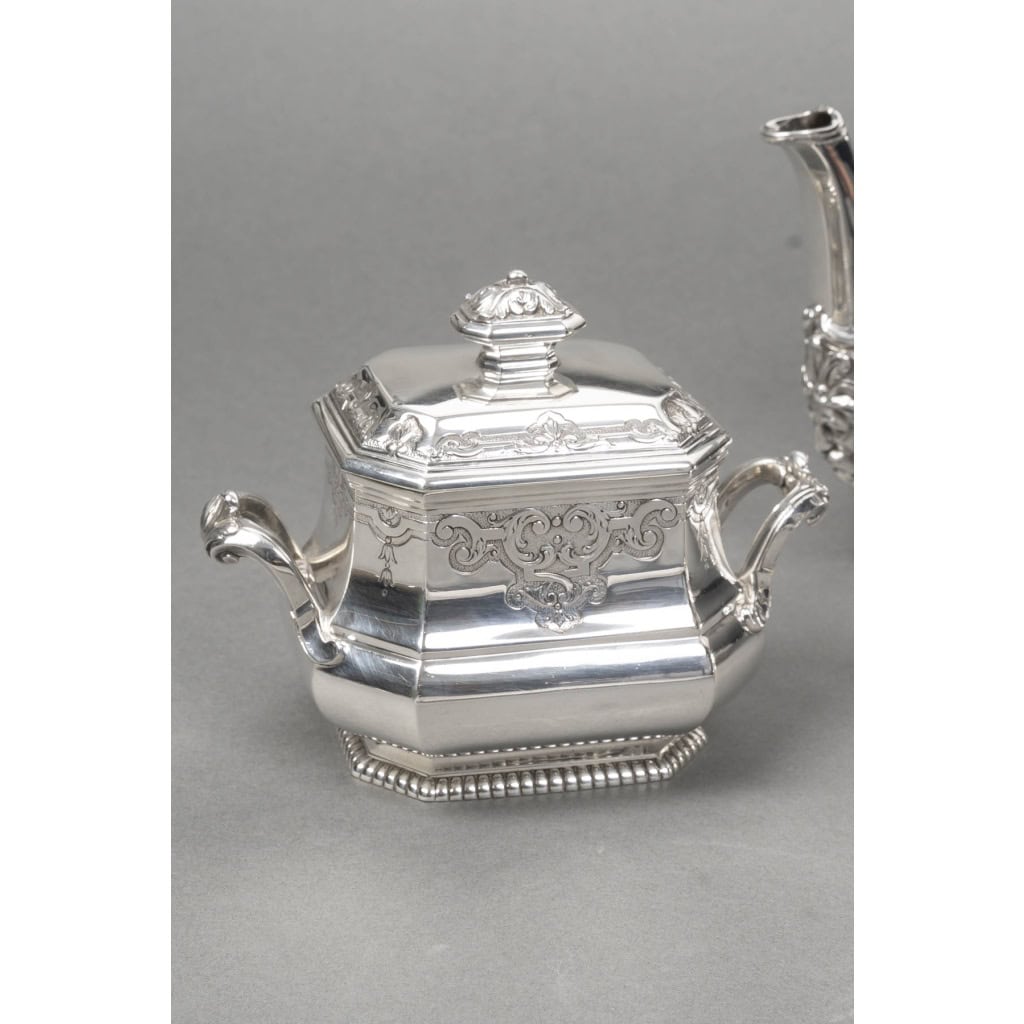 FOUQUET LAPAR – Service à thé et café argent massif 4 pièces XIXe 11