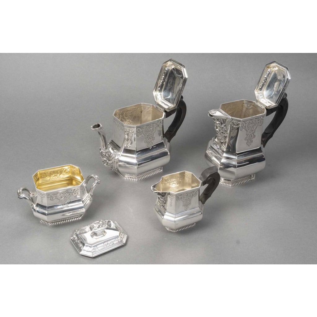 FOUQUET LAPAR – Service à thé et café argent massif 4 pièces XIXe 10