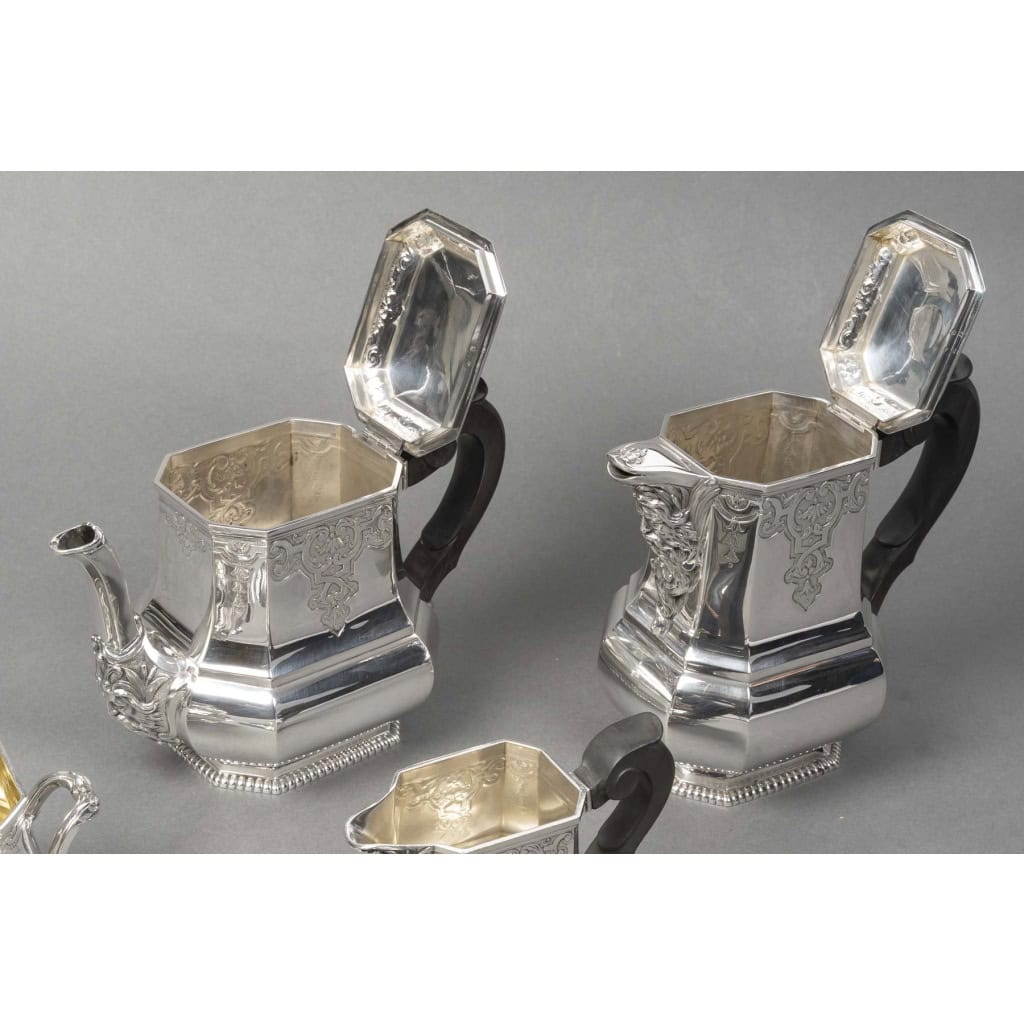 FOUQUET LAPAR – Service à thé et café argent massif 4 pièces XIXe 9