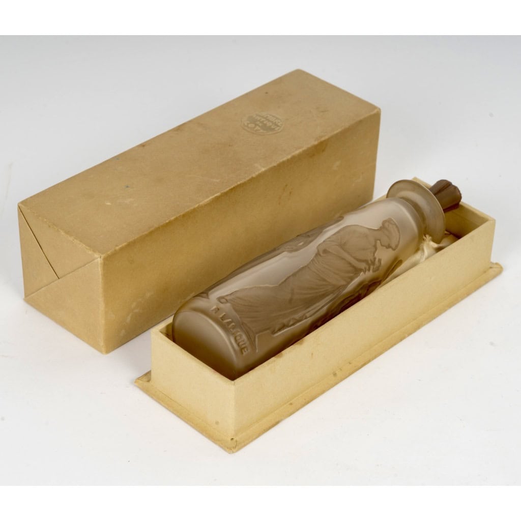 1910 René Lalique – Flacon Ambre Antique Verre Blanc Patiné Sépia pour Coty 5