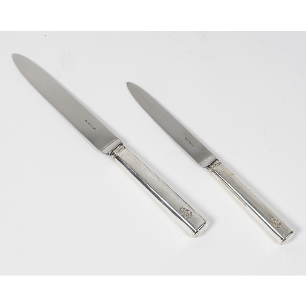 PUIFORCAT – Suite de 16 couteaux de table et 10 couteaux à dessert argent ART DECO 3