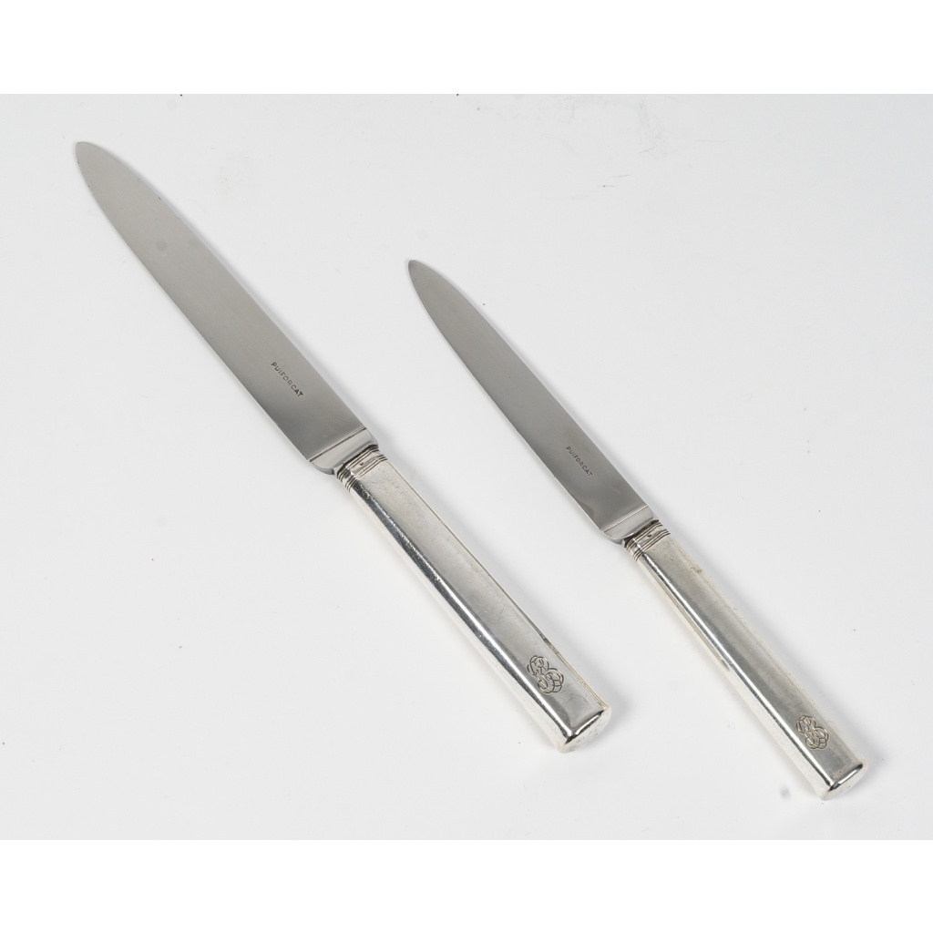 PUIFORCAT – Suite de 16 couteaux de table et 10 couteaux à dessert argent ART DECO 4