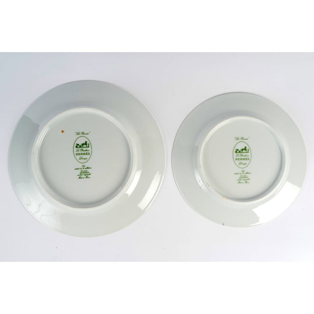 Hermès – 12 Assiettes à Dîner et 12 Assiettes à Dessert Pivoines Porcelaine 7