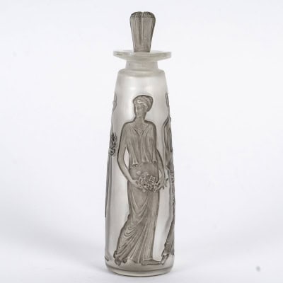 1910 René Lalique – Flacon Ambre Antique Verre Blanc Patiné Gris pour Coty