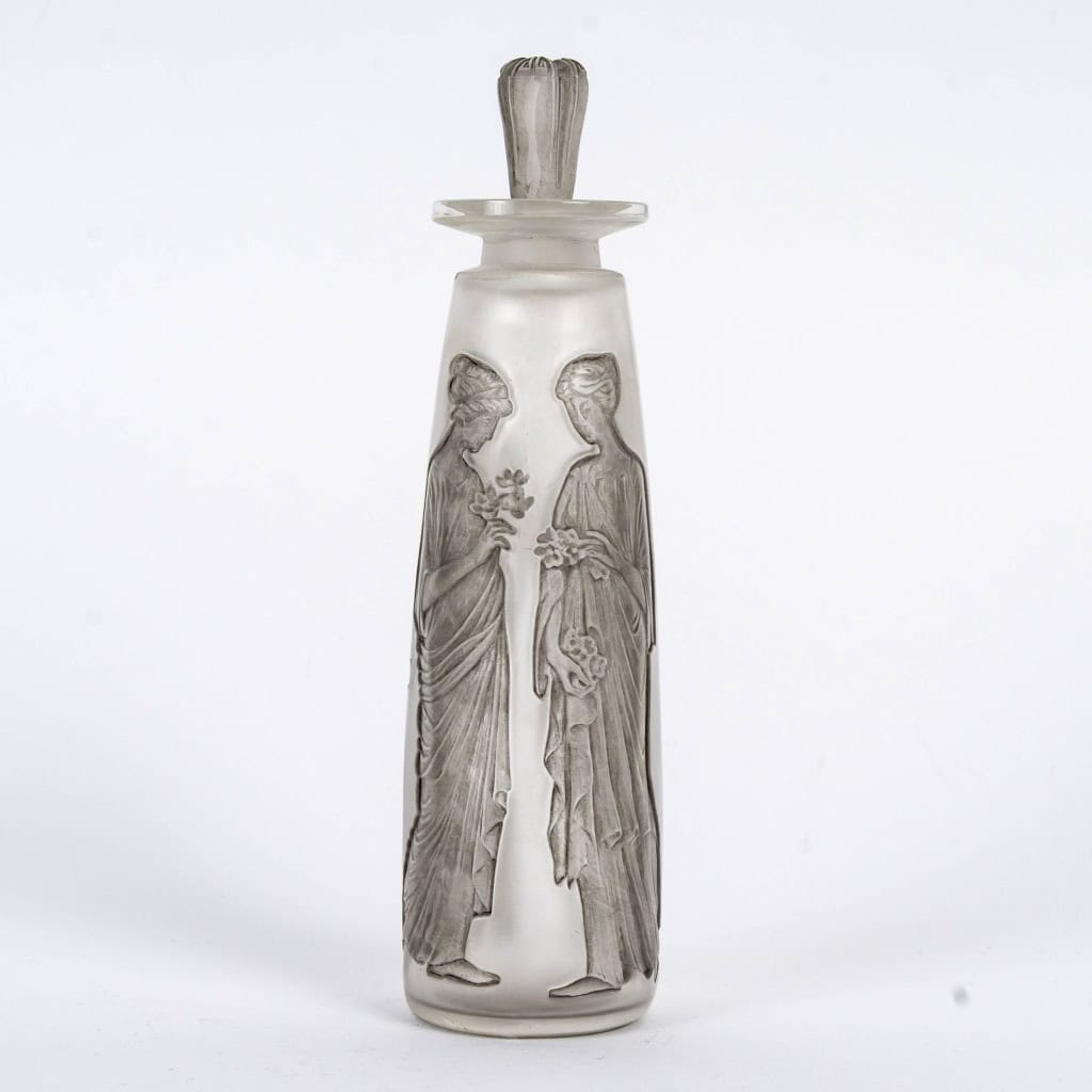 1910 René Lalique – Flacon Ambre Antique Verre Blanc Patiné Gris pour Coty 5