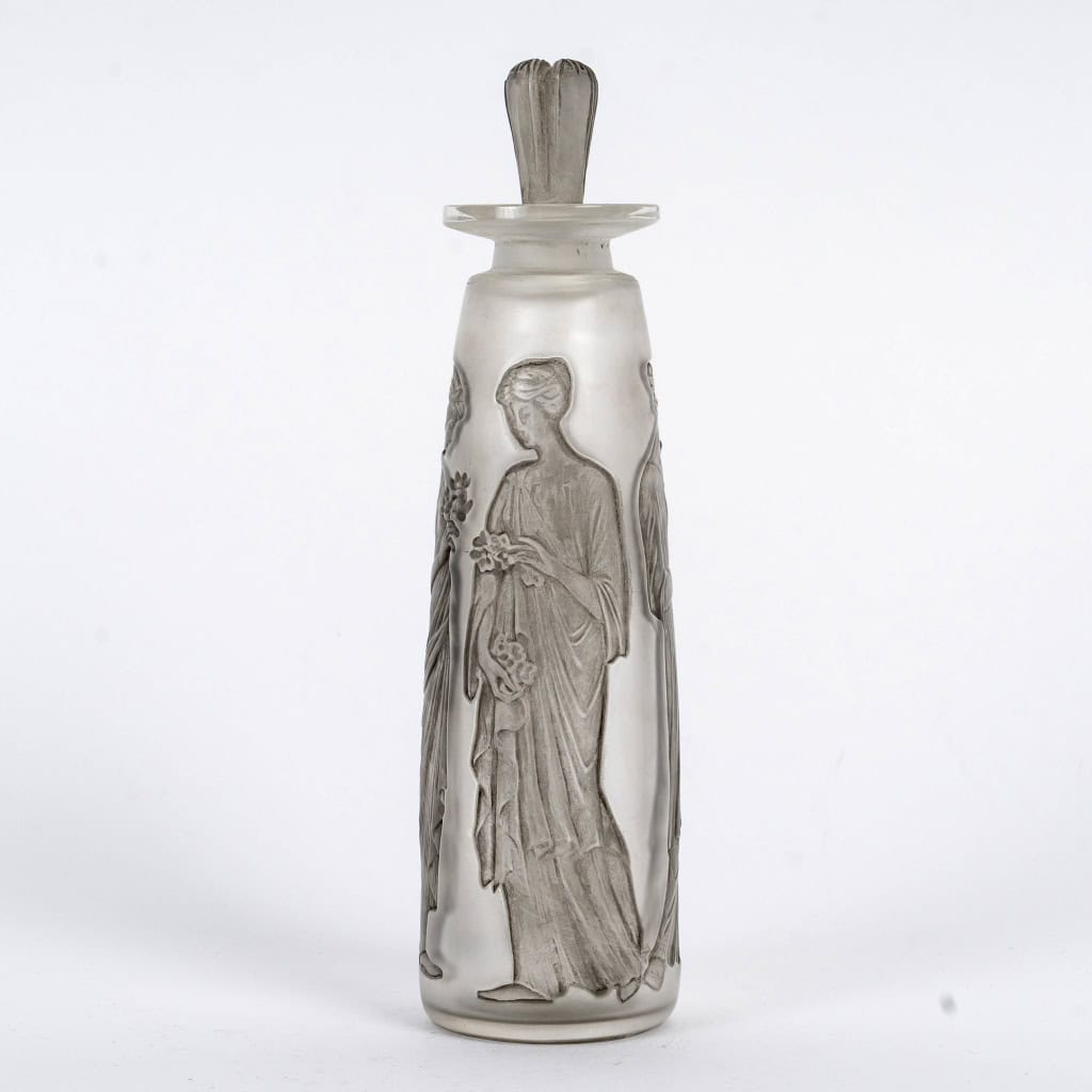 1910 René Lalique – Flacon Ambre Antique Verre Blanc Patiné Gris pour Coty 4