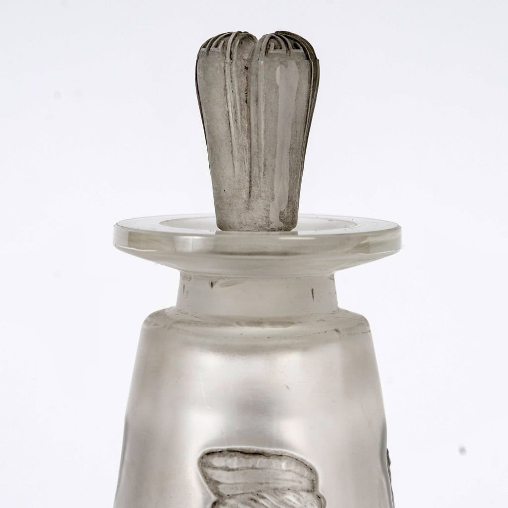 1910 René Lalique – Flacon Ambre Antique Verre Blanc Patiné Gris pour Coty 7