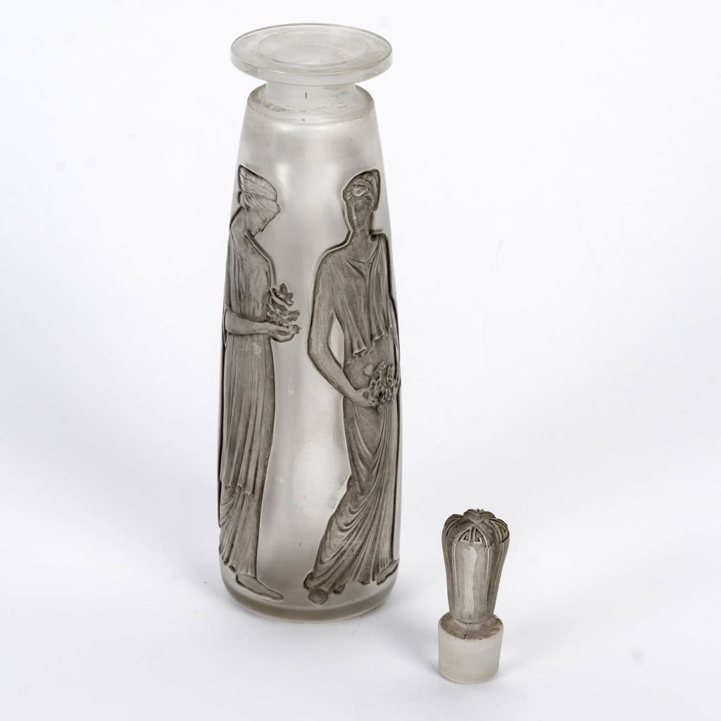 1910 René Lalique – Flacon Ambre Antique Verre Blanc Patiné Gris pour Coty 6