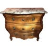 Commode 18è De Port Bois Naturel Ouvrant Trois Tiroirs Reposant Pieds Galbés Dessus Marbre 18