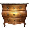 Commode 18è De Port Bois Naturel Ouvrant Trois Tiroirs Reposant Pieds Galbés Dessus Marbre 19