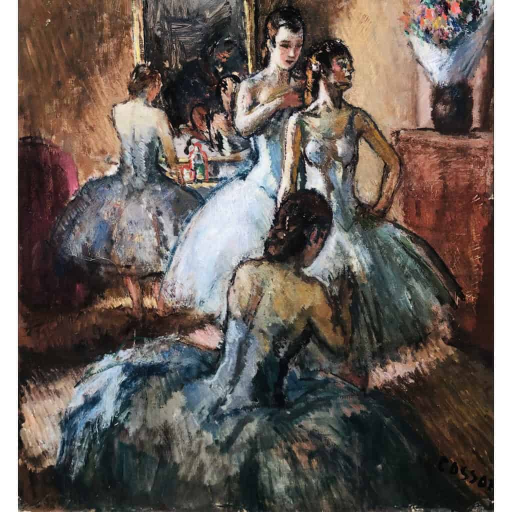 COSSON Marcel Peinture 20è Siècle l’Opéra de Paris L’habillage avant la représentation Huile Sur Toile Signée Certificat 13