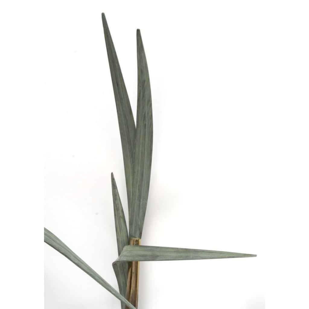 1960 Paire rare d’appliques murales en bronze modèle bambou signées Maison Charles 8