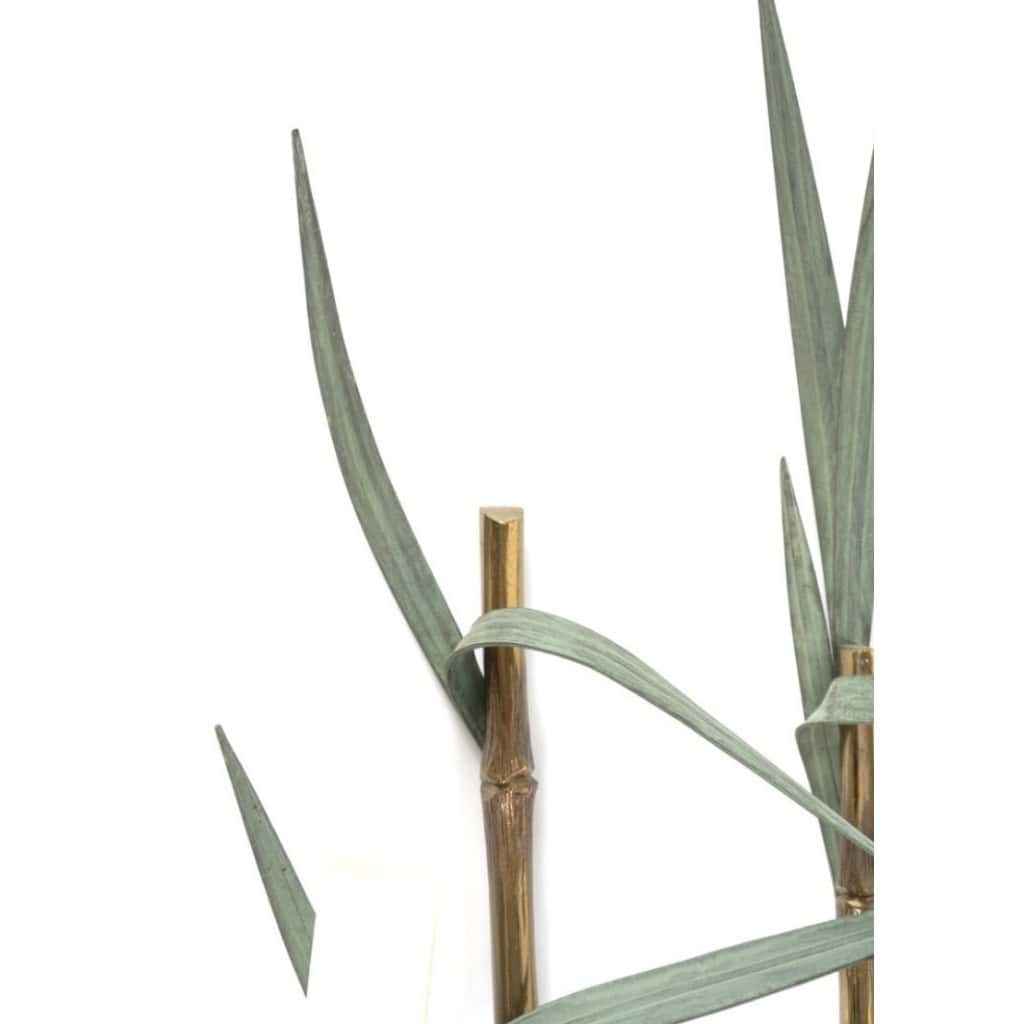 1960 Paire rare d’appliques murales en bronze modèle bambou signées Maison Charles 6