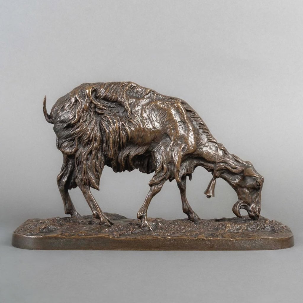 Sculpture – Chèvre Broutant , Pierre – Jules Mêne (1810-1879) – Bronze 6