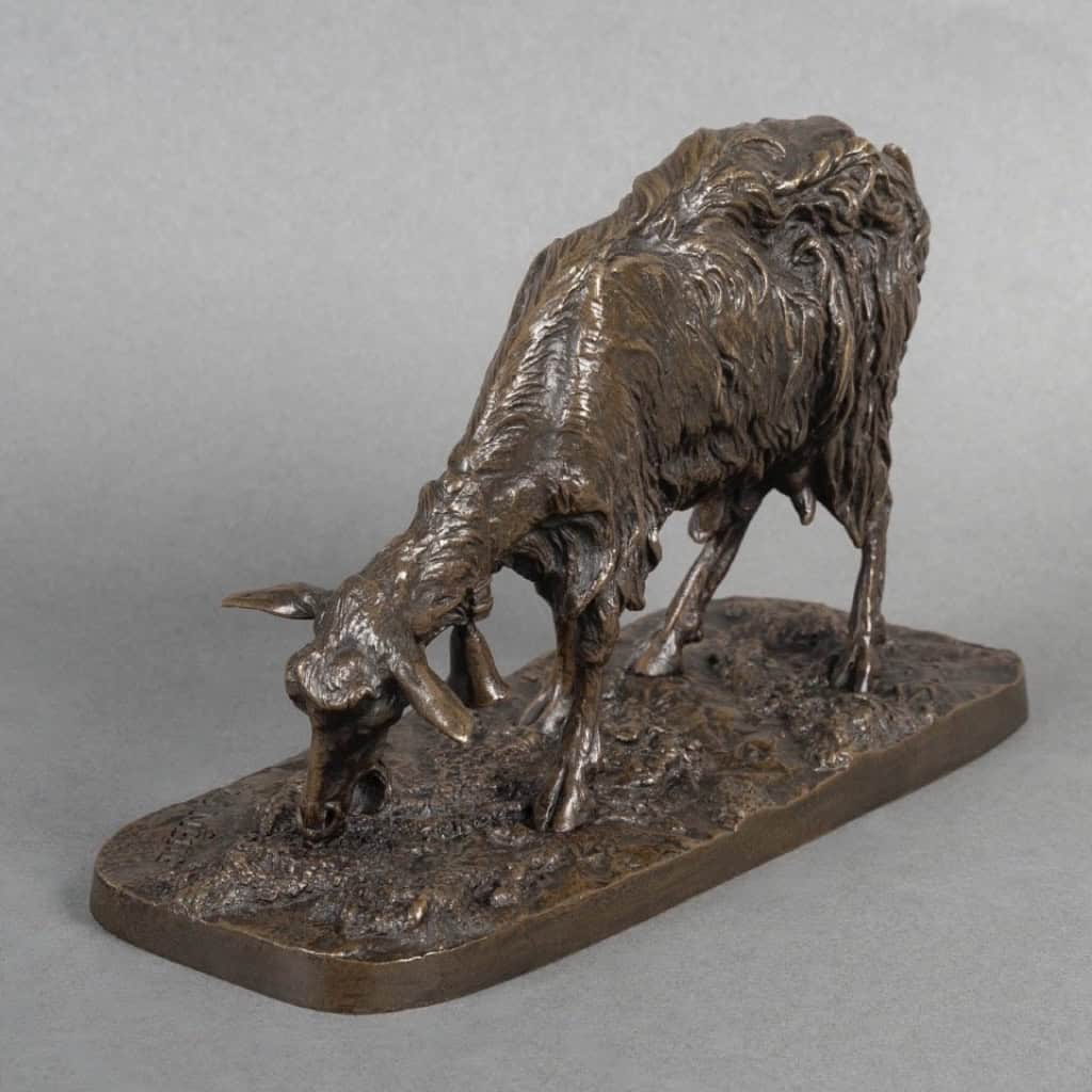 Sculpture – Chèvre Broutant , Pierre – Jules Mêne (1810-1879) – Bronze 8