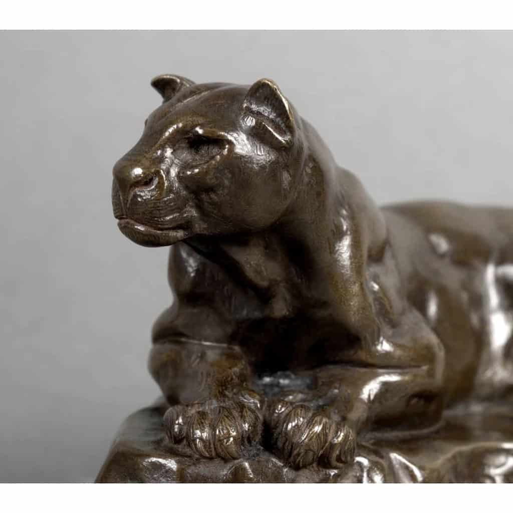Sculpture – Panthère de Tunis N°2 , Antoine – Louis Barye (1795-1875) – Bronze 4