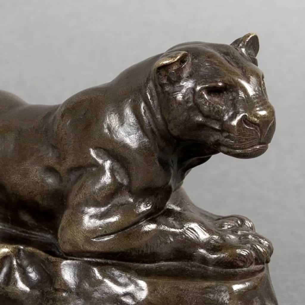 Sculpture – Panthère de Tunis N°2 , Antoine – Louis Barye (1795-1875) – Bronze 9