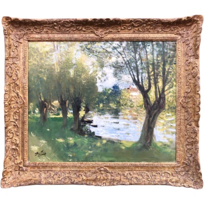 MONTEZIN La Seine à Veneux les Sablons Huile sur toile signée Certificat d’authenticité MONTEZIN La Seine à Veneux les Sablons Huile sur toile signée Certificat d’authenticité