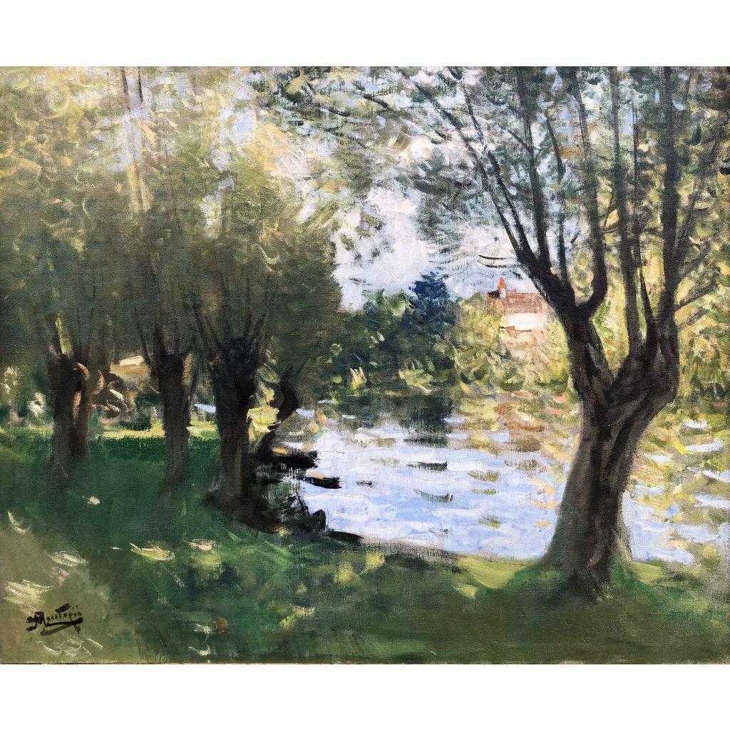 MONTEZIN La Seine à Veneux les Sablons Huile sur toile signée Certificat d’authenticité 13 MONTEZIN La Seine à Veneux les Sablons Huile sur toile signée Certificat d’authenticité 13