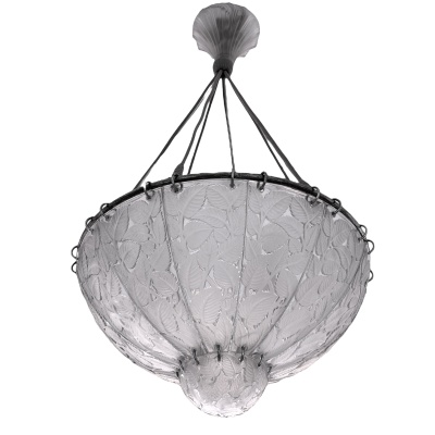 1921 René Lalique – Suspension Feuilles de Charme Verre Blanc