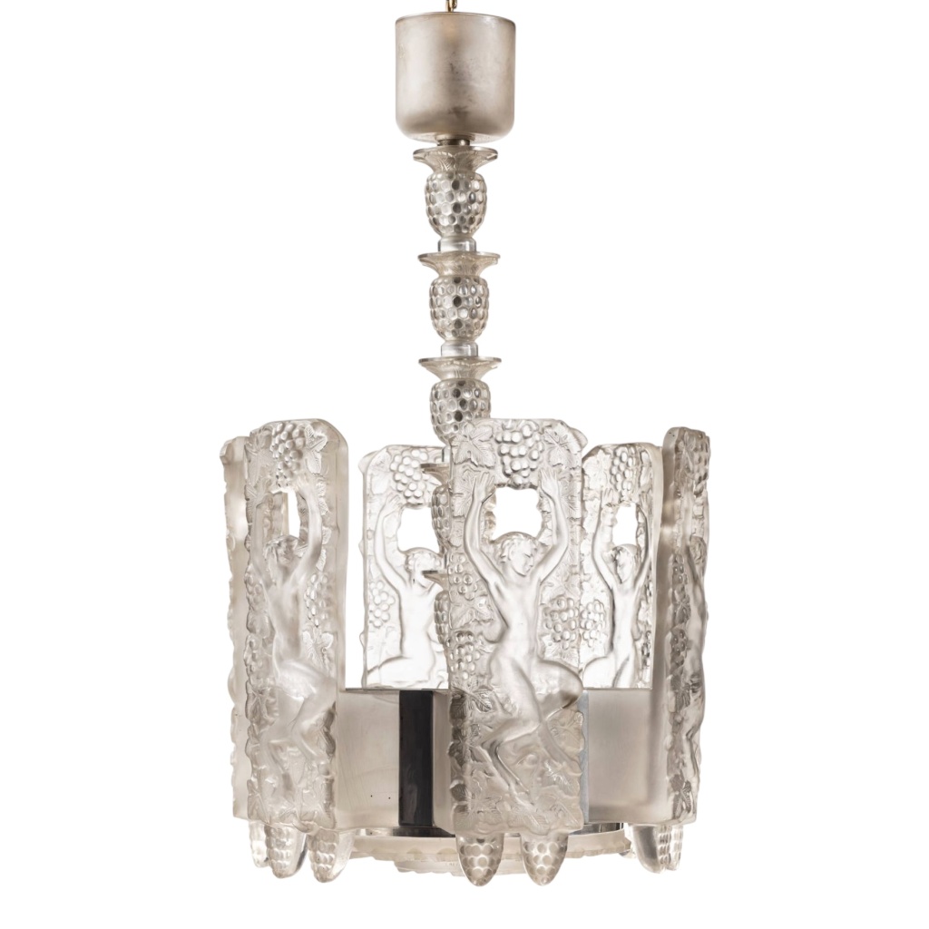 1948 Marc Lalique – Lustre Faunes Verre Blanc 3