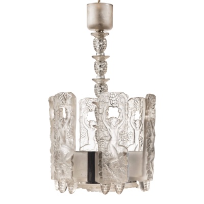 1948 Marc Lalique – Lustre Faunes Verre Blanc 3