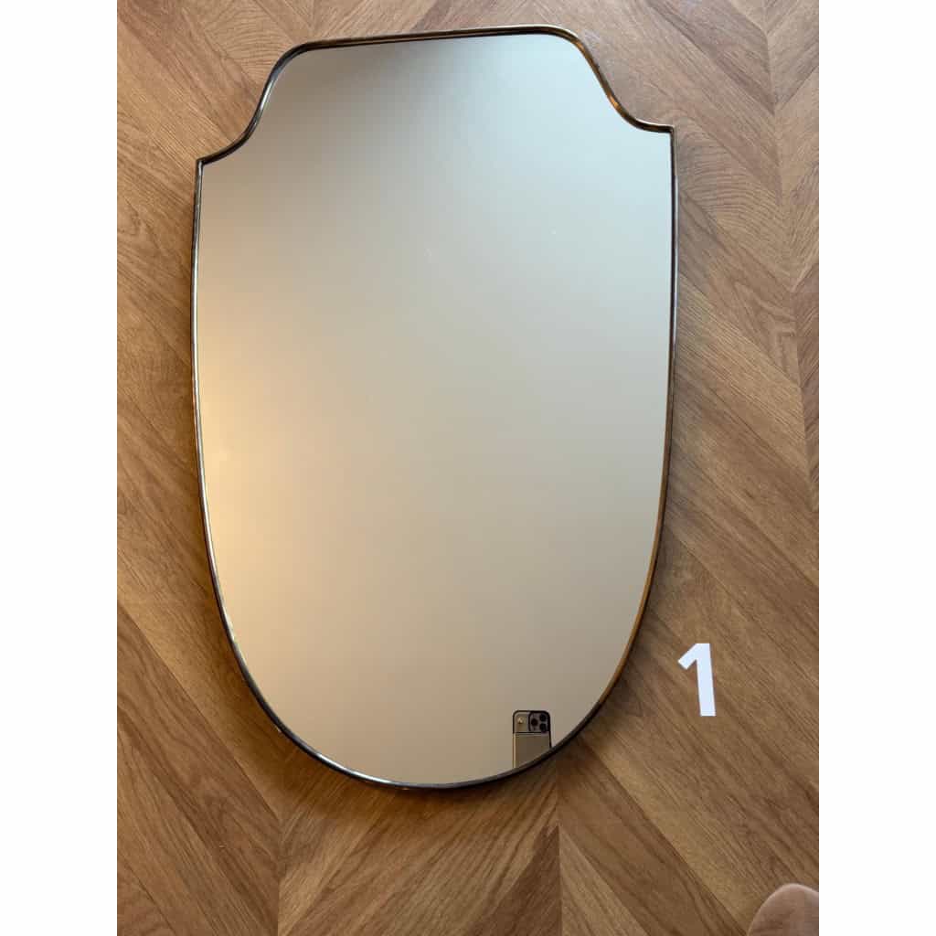 Paire de miroirs des années 50 en laiton doré 4