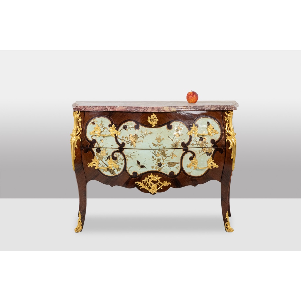 Commode sauteuse de style Louis XV, ouvrant à 2 tiroirs, à décor de fleurs LS34031901 4