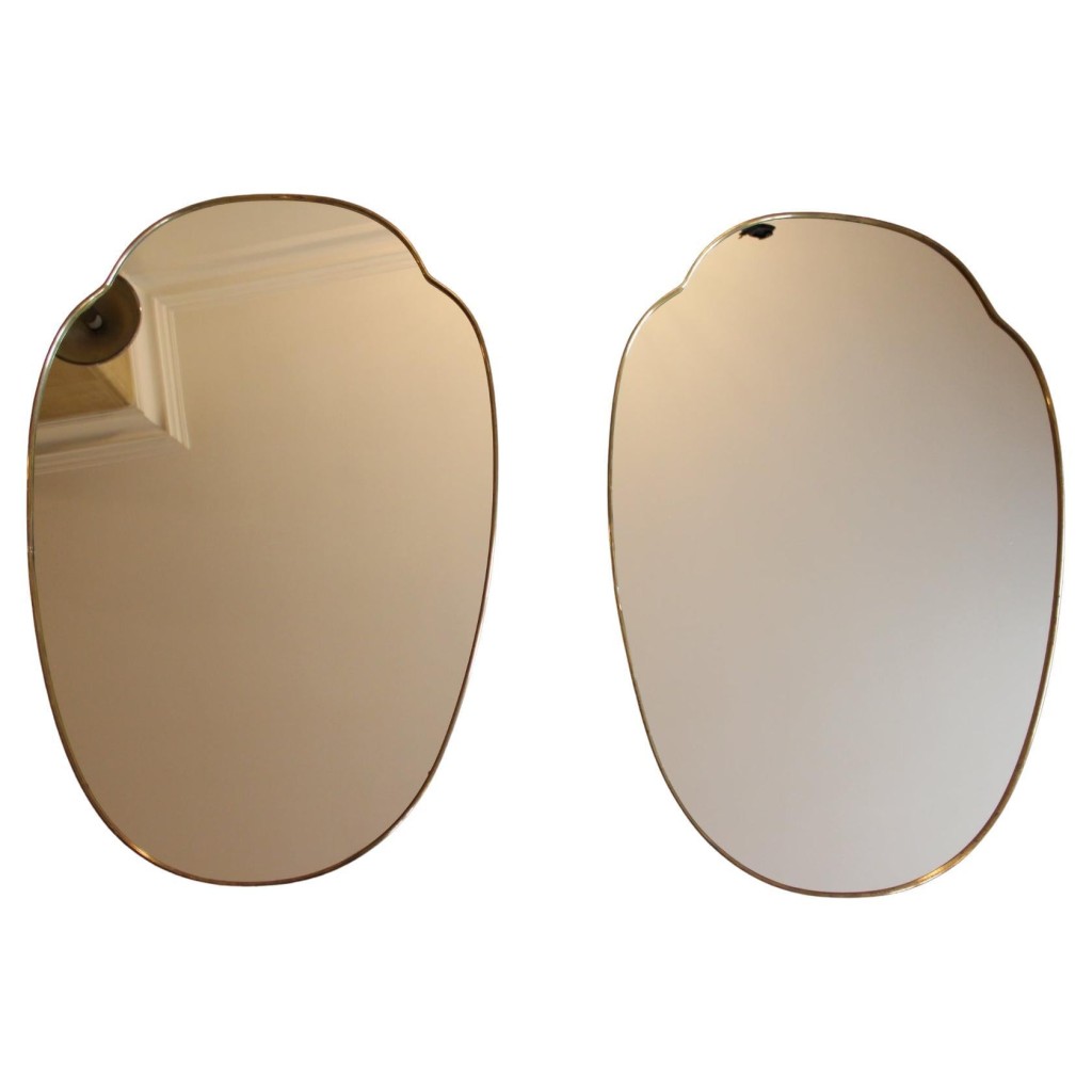 Paire de miroirs des années 50 en laiton doré 4