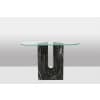 Paire de tables consoles en marbre et plateau de verre. Années 1980. LS6544 14