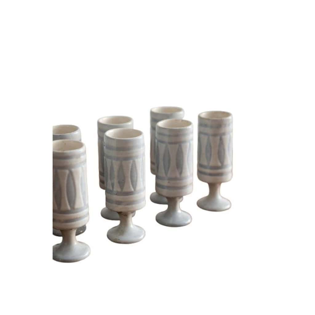 Roger Capron. Série de 8 verres en céramique signés et datés 1976 LS6632204 4