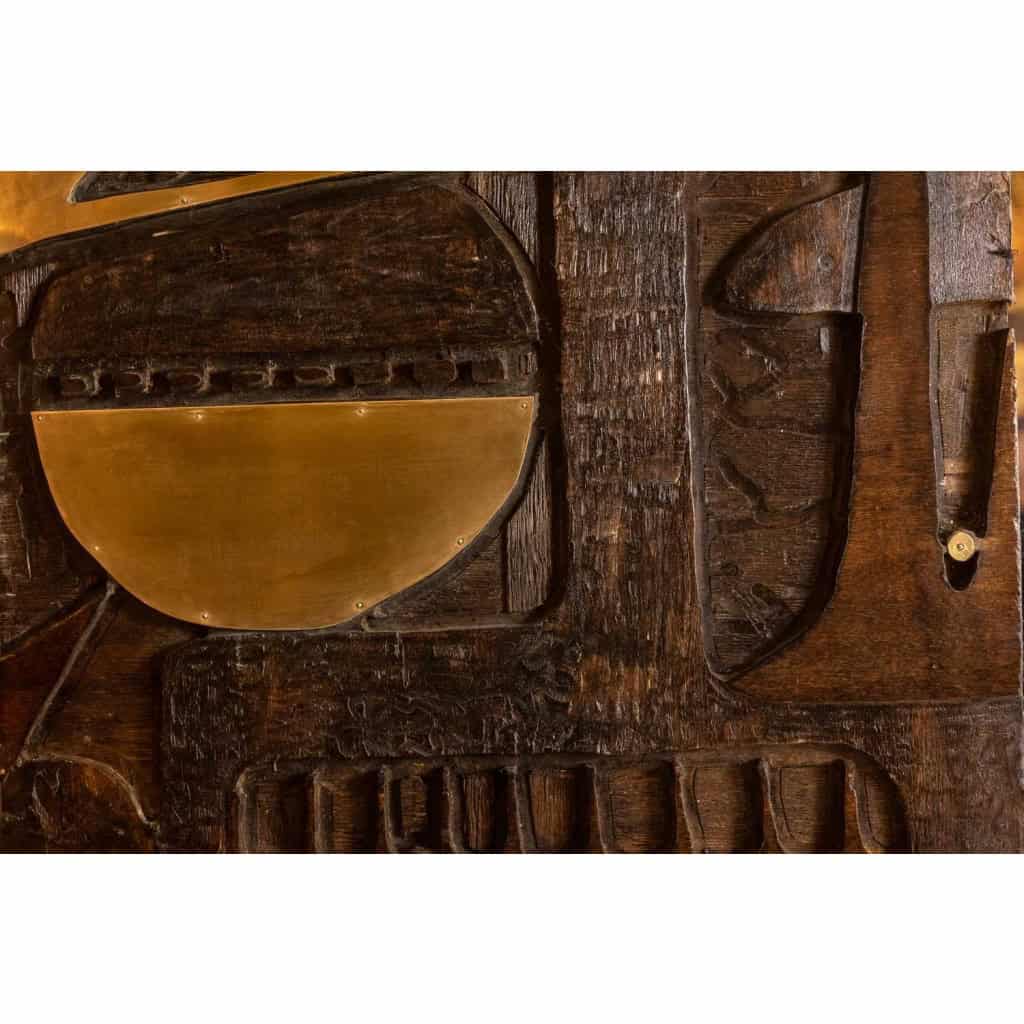 V. de Segonzac. Triptyque moderniste en bois sculpté. Contemporain. LS66703002 4