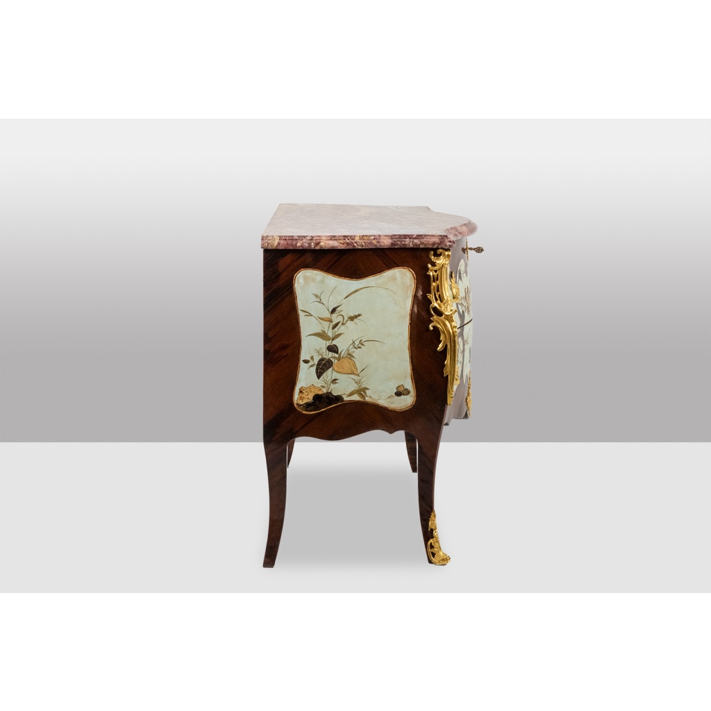 Commode sauteuse de style Louis XV, ouvrant à 2 tiroirs, à décor de fleurs LS34031901 14