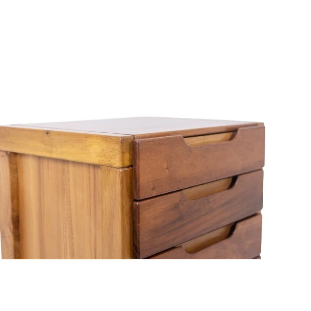 Bureau plat et son caisson en orme, 6 tiroirs en façade. Années 1970 LS6508 15