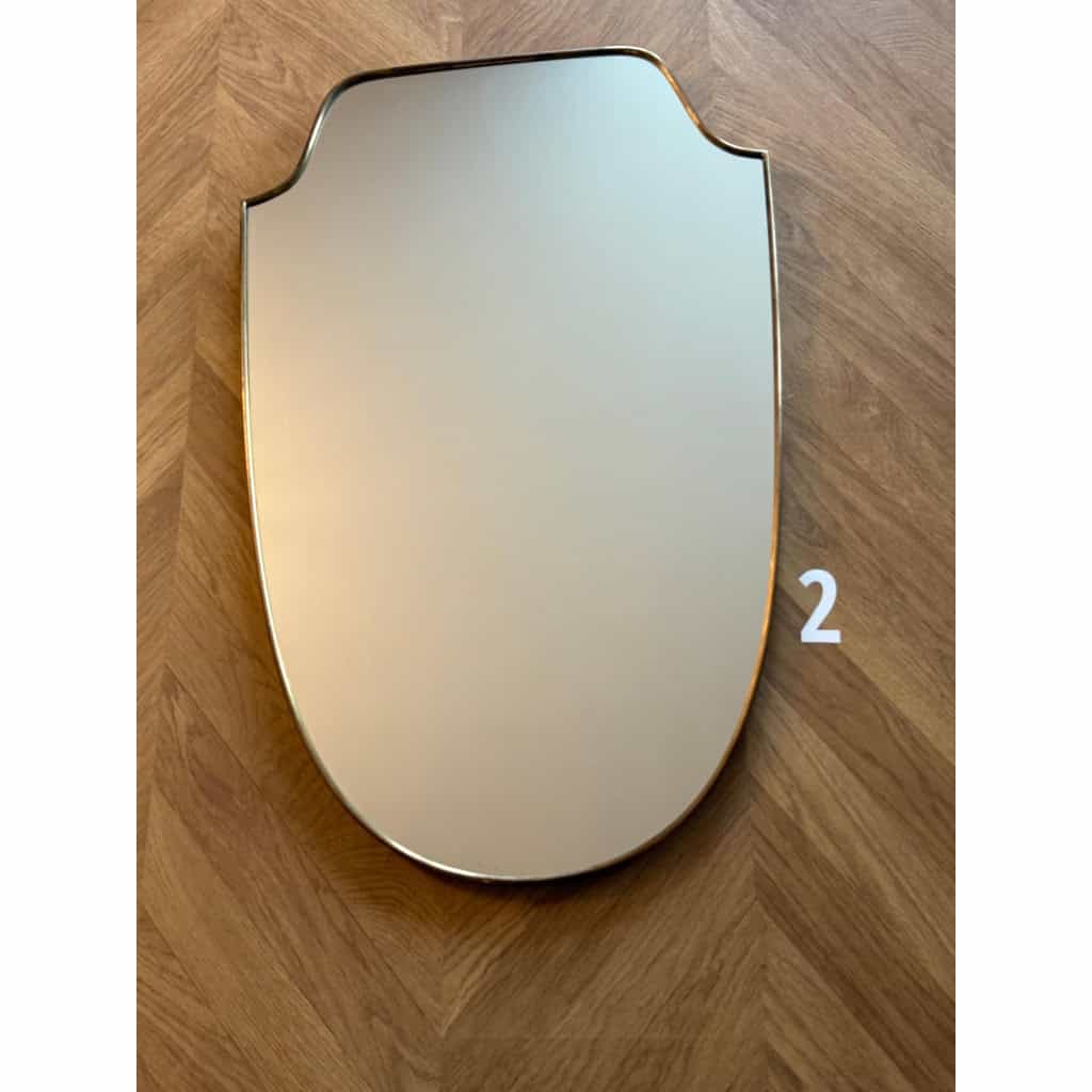 Paire de miroirs des années 50 en laiton doré 15