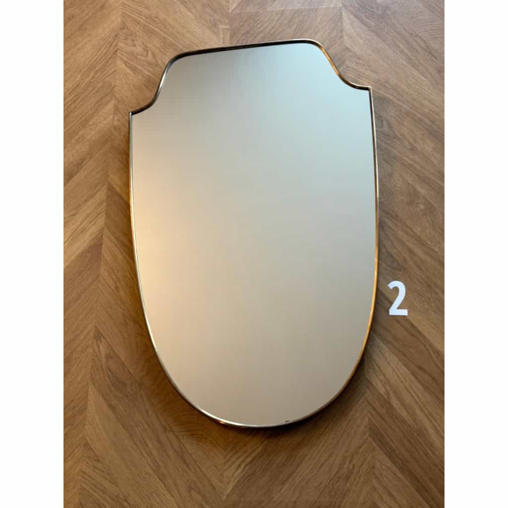 Paire de miroirs des années 50 en laiton doré 16