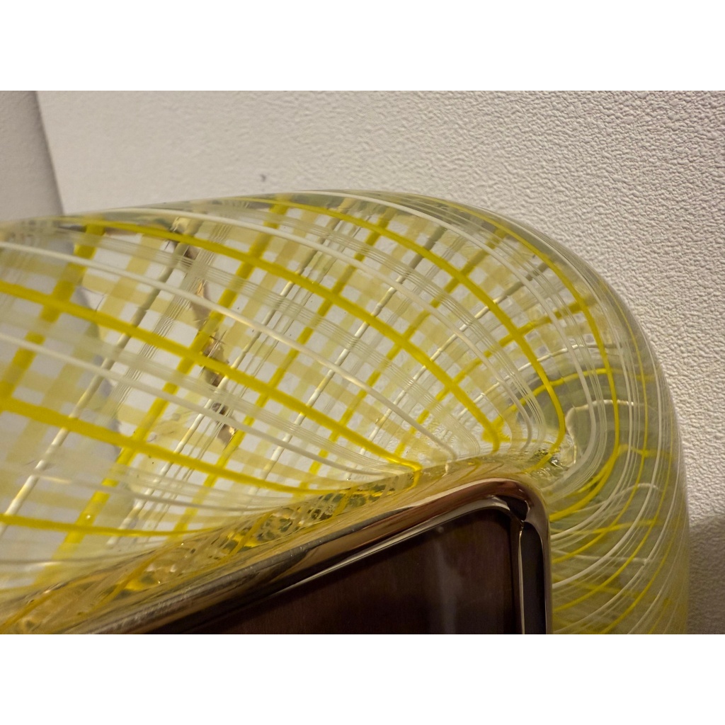 cadre photo Venini verre de Murano jaune filigrané 17