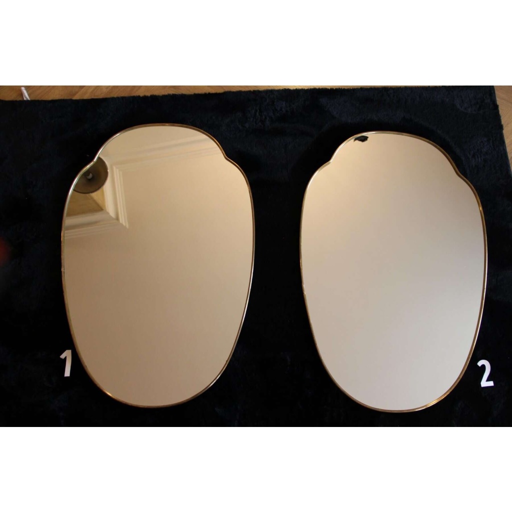 Paire de miroirs des années 50 en laiton doré 17 Paire de miroirs des années 50 en laiton doré 17