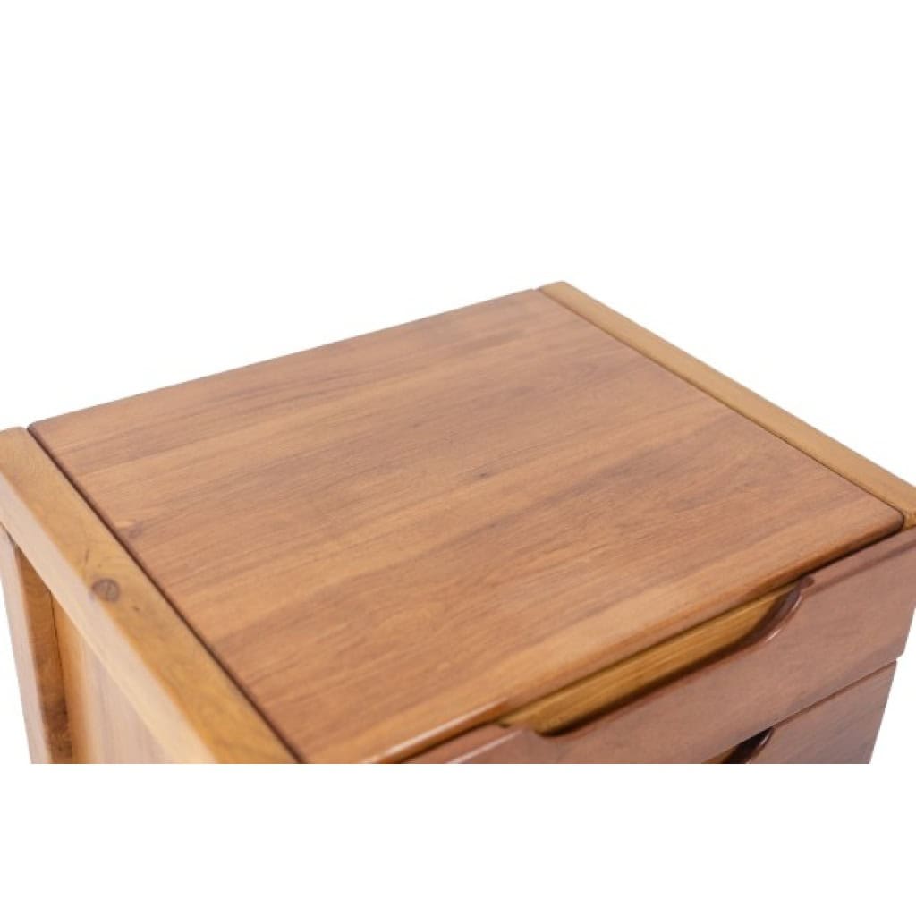 Bureau plat et son caisson en orme, 6 tiroirs en façade. Années 1970 LS6508 18