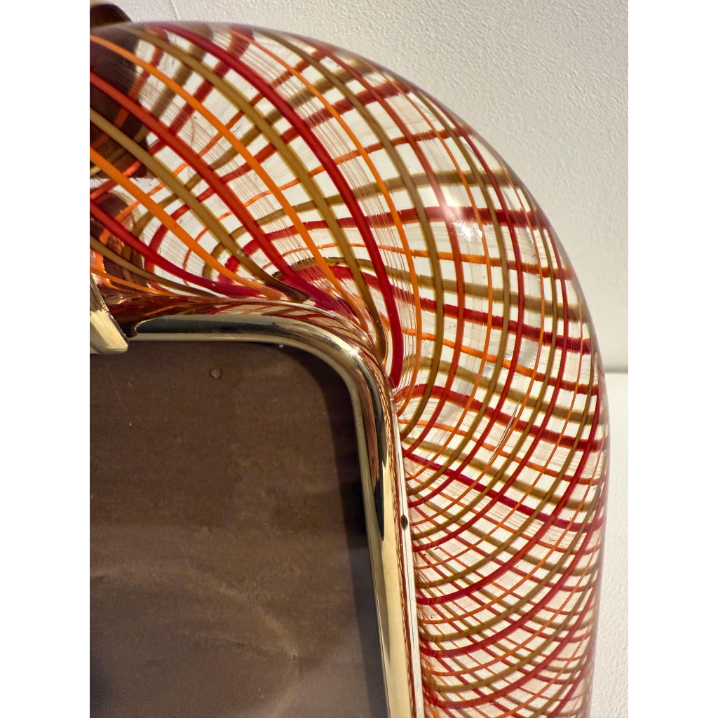 Cadre photo Venini verre de Murano rouge filigrané 18