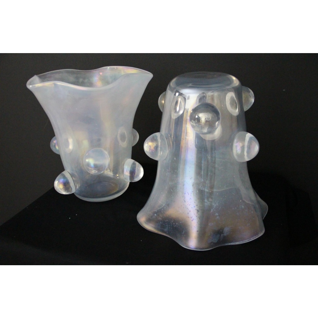 Paire de grands vases Cenedese en verre de Murano irisé 18