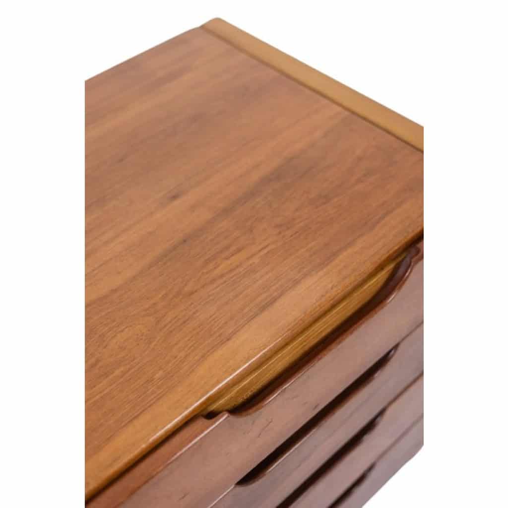 Bureau plat et son caisson en orme, 6 tiroirs en façade. Années 1970 LS6508 19