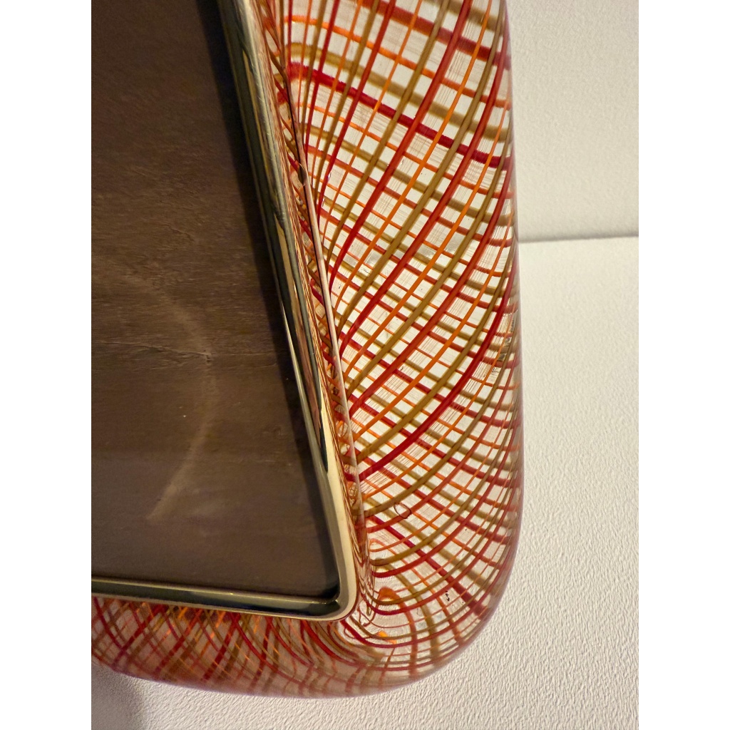 Cadre photo Venini verre de Murano rouge filigrané 19